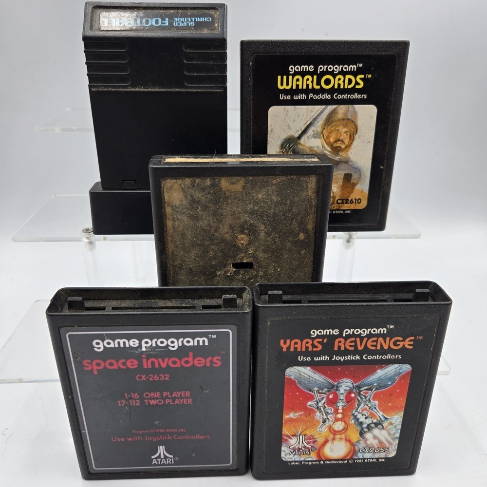 Lot Of 5 Atari 2600 VTG Video Game Cartridges Warlords Space Invaders Football +